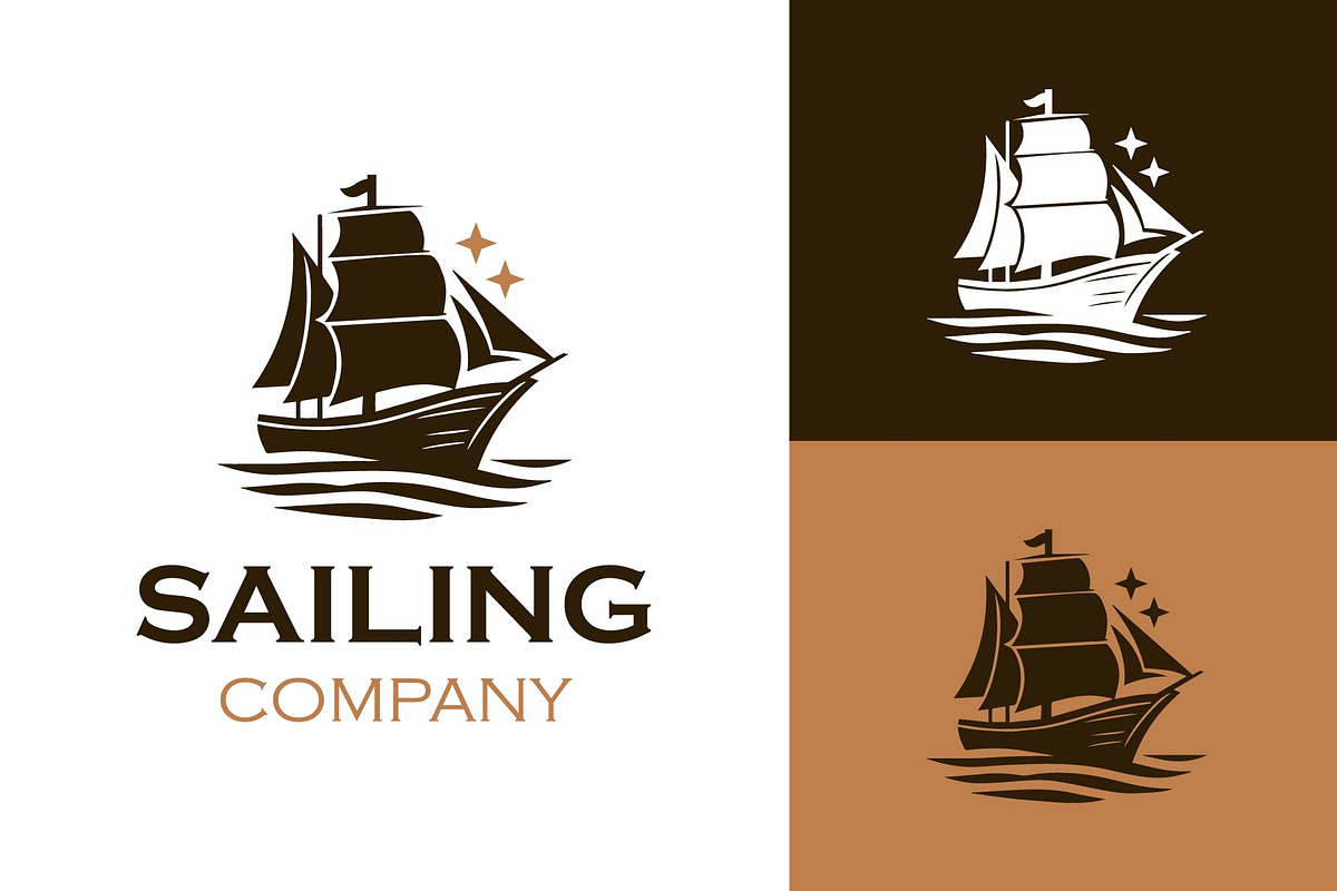 Sailing Ship Yacht Silhouette Logo, a Branding & Logo Template by funpixel