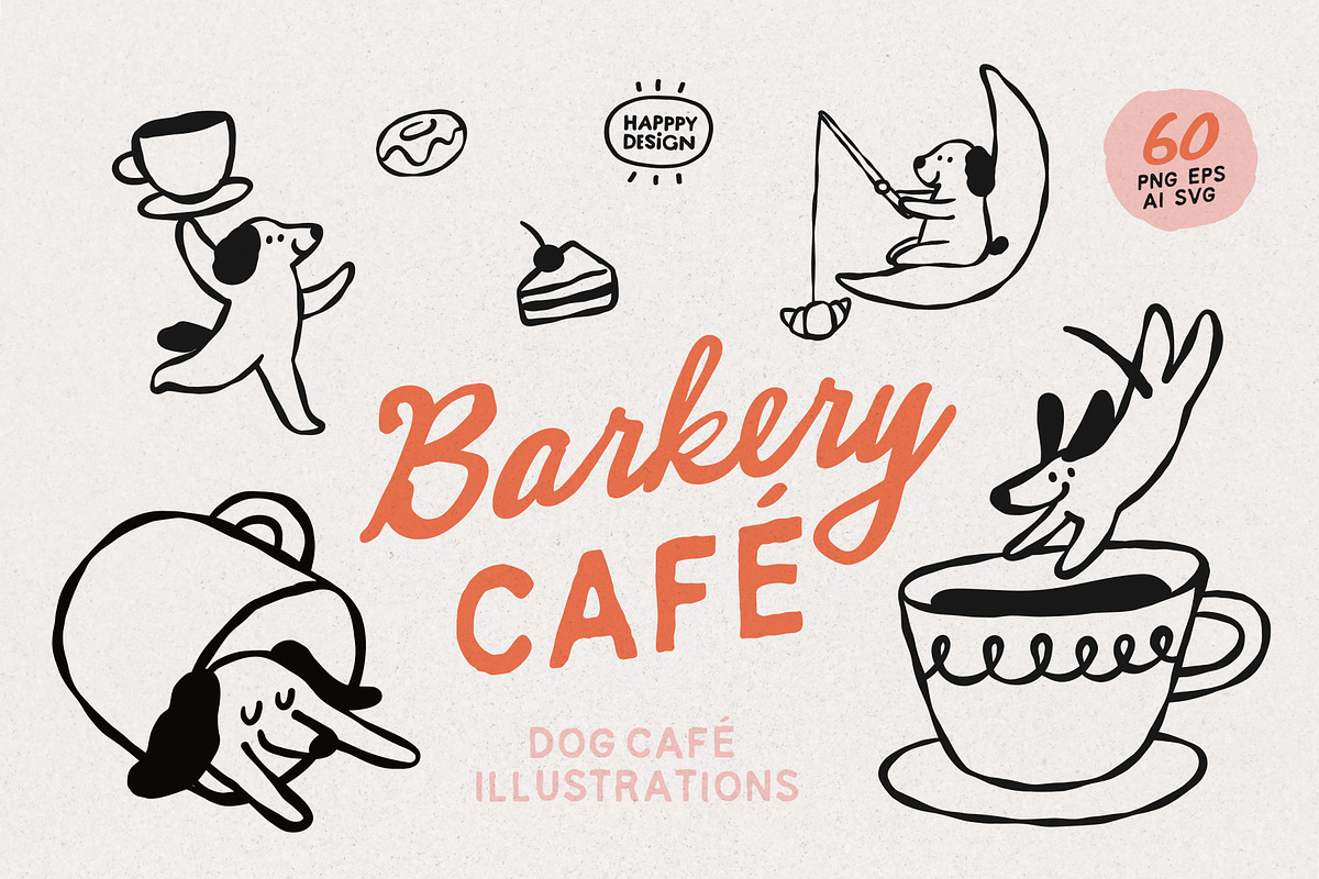 Dog & Coffee Clipart Cafe, an Animal Illustration by happpydesign (Photo 1 of 11)