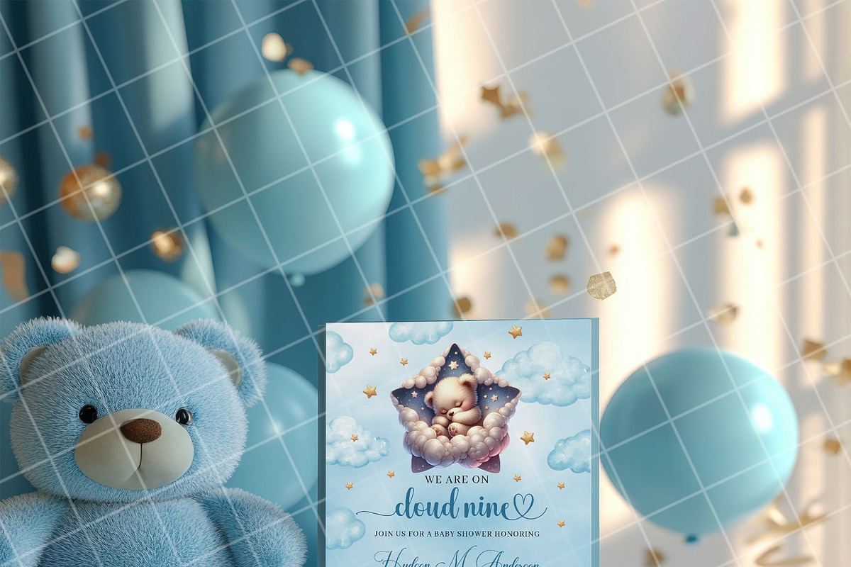 Boy baby shower invitation mockup PS, an Advertising Mockup by Blush Roses Print (Photo 7 of 8)