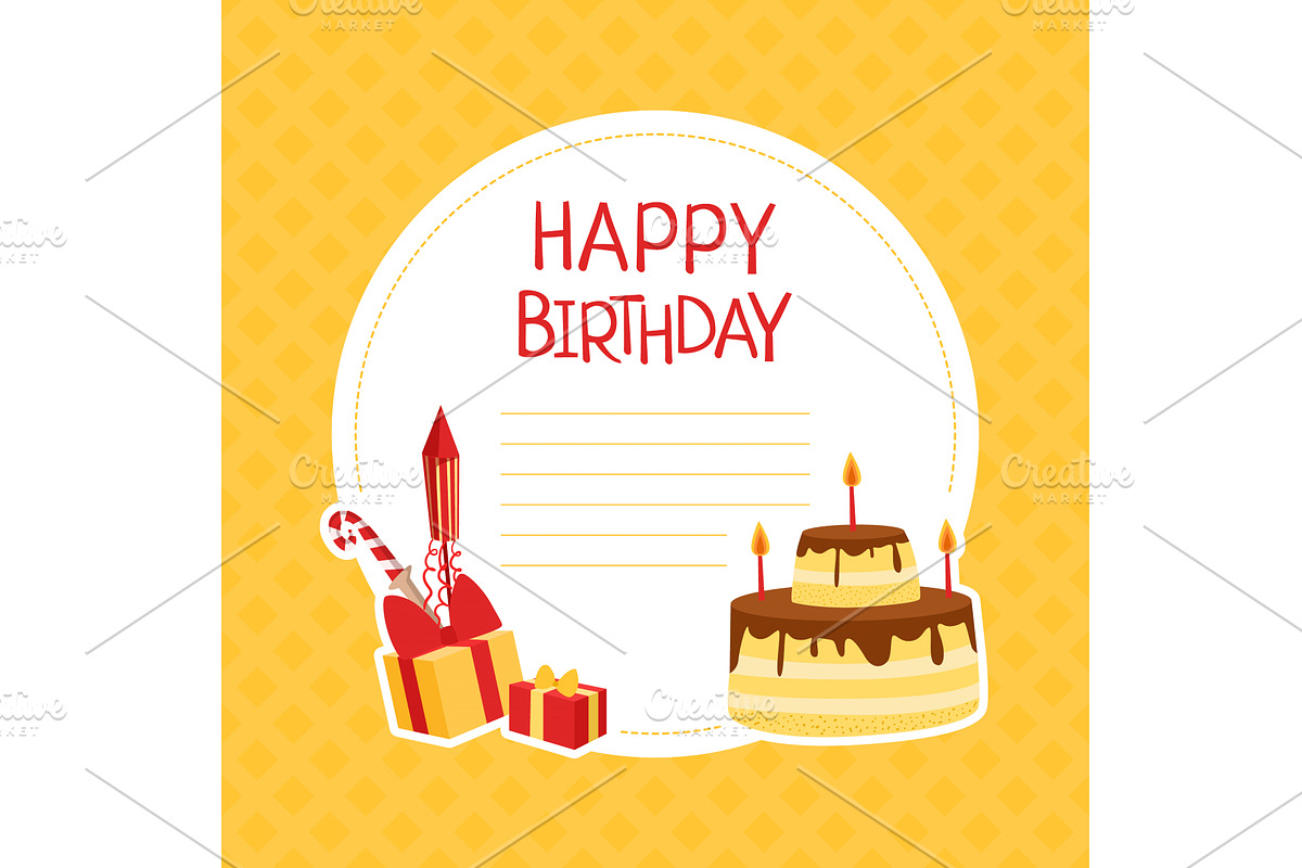 Happy Birthday Banner Template with, an Illustration by TopVectors