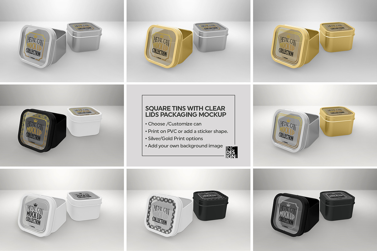 Square Tins with Clear Lid Mockup, a Product Mockup by INCDesign (Photo 7 of 7)