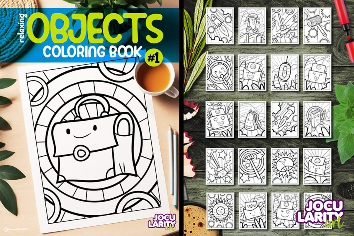 Relaxing Objects Coloring Book #1, an Illustration by Jocularity Art (Photo 2 of 2)