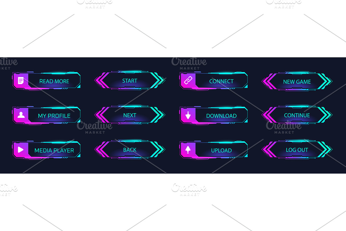Hud buttons. Game menu button, a Technology Illustration by Stock-Smart-Start