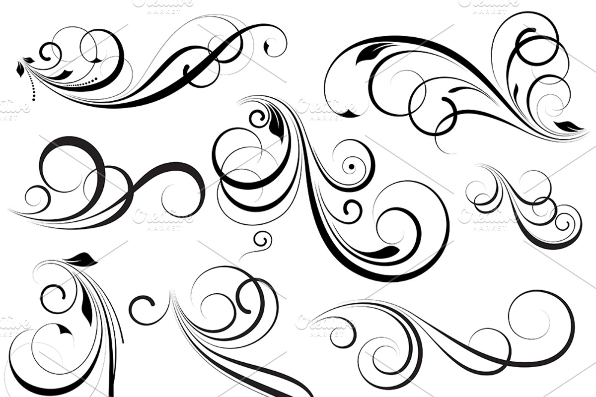Swirly vectors Design Elements, an Illustration by TrueMitra Designs