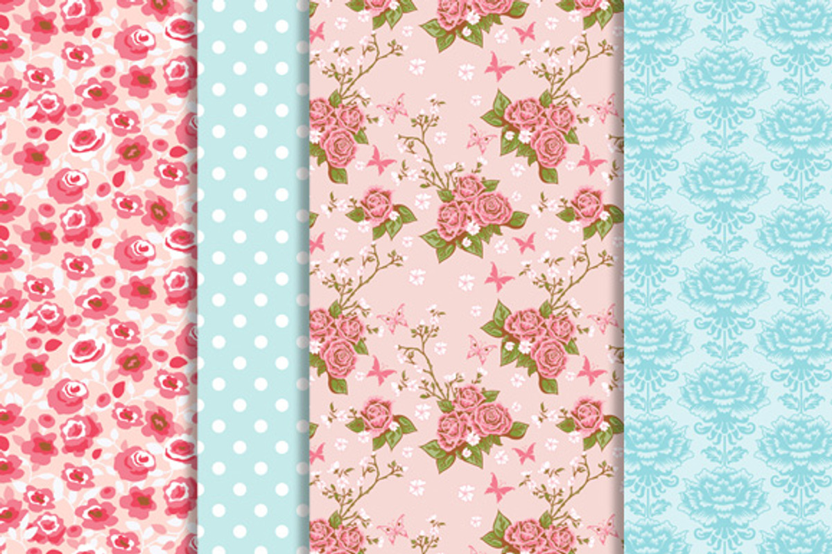 Romantic floral papers pack. preview 5