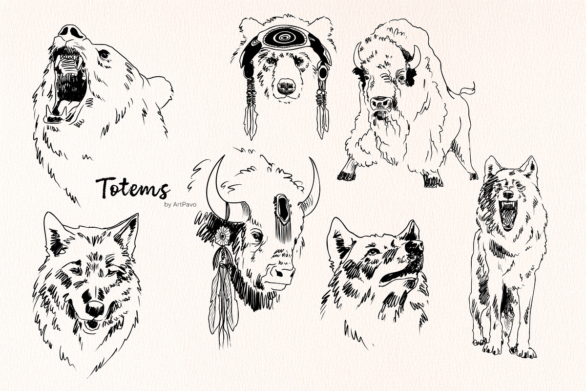 Tribal Sketche Pack, Native American, a Person Illustration by ArtPavo (Photo 5 of 13)