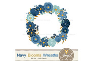 Navy Blue Floral Wreath, an Illustration by JennyL Designs (Thumbnail 3 of 7)