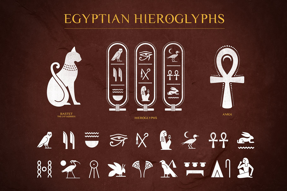 Egyptian Hieroglyphs Vector Set, an Illustration by S K Y B O X (Photo 3 of 10)