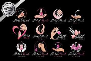 12 Feminine Nail Polish Salon Logo, a Branding & Logo Template by Guavanaboy