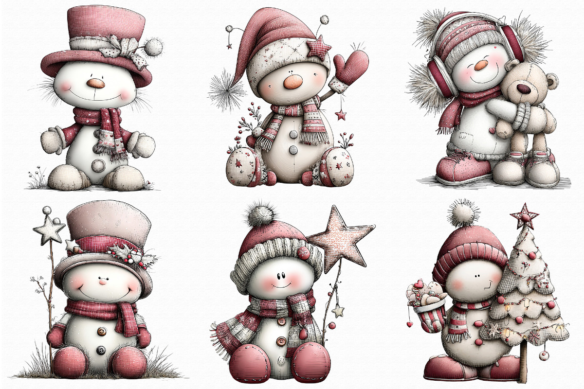 Whimsical Snowman Clipart, an Illustration by Libby Wishes (Photo 3 of 8)