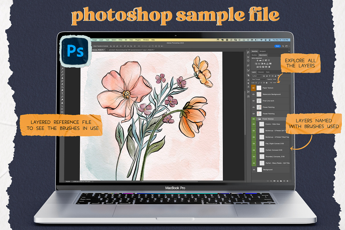 Flower Builder Kit for Photoshop, a Brushes & More by Wooly Pronto (Photo 10 of 11)