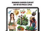 Watercolor Summer Garden Clipart, an Illustration by CraftCrateShop (Thumbnail 1 of 7)