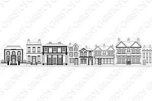 Houses Buildings Street Silhouette, an Object Illustration by Christos Georghiou