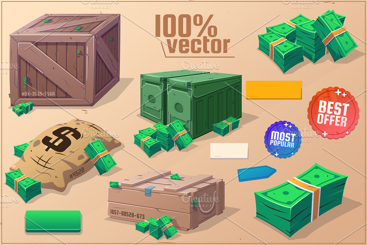 Money Packages - Crates, Boxes, Pile, an Object Graphic by wowu (Photo 2 of 2)