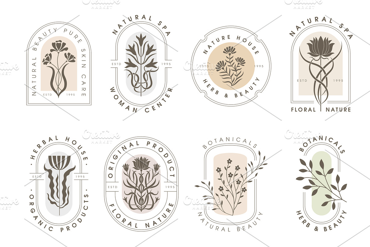 Botanical badges. Floral stylized, an Object Illustration by Onyx