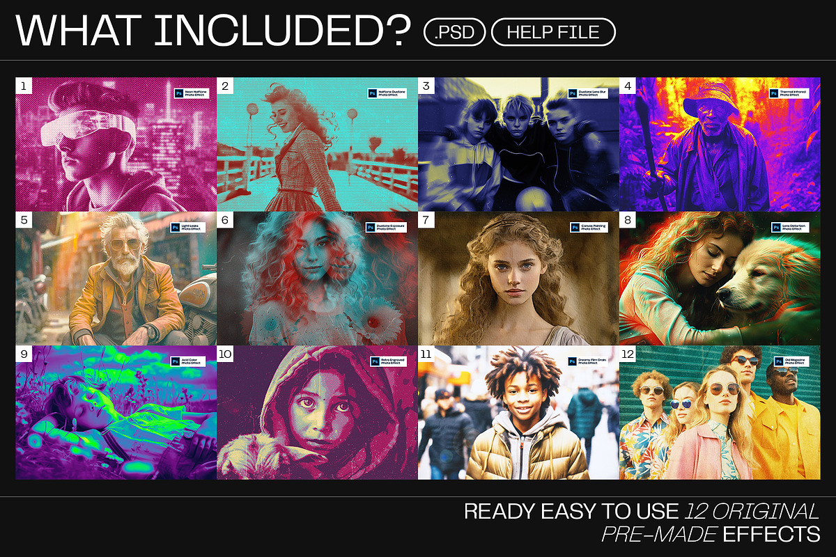 12 Photo Effect Templates, a Layer Style Add-On by iDoodle Studio (Photo 2 of 6)
