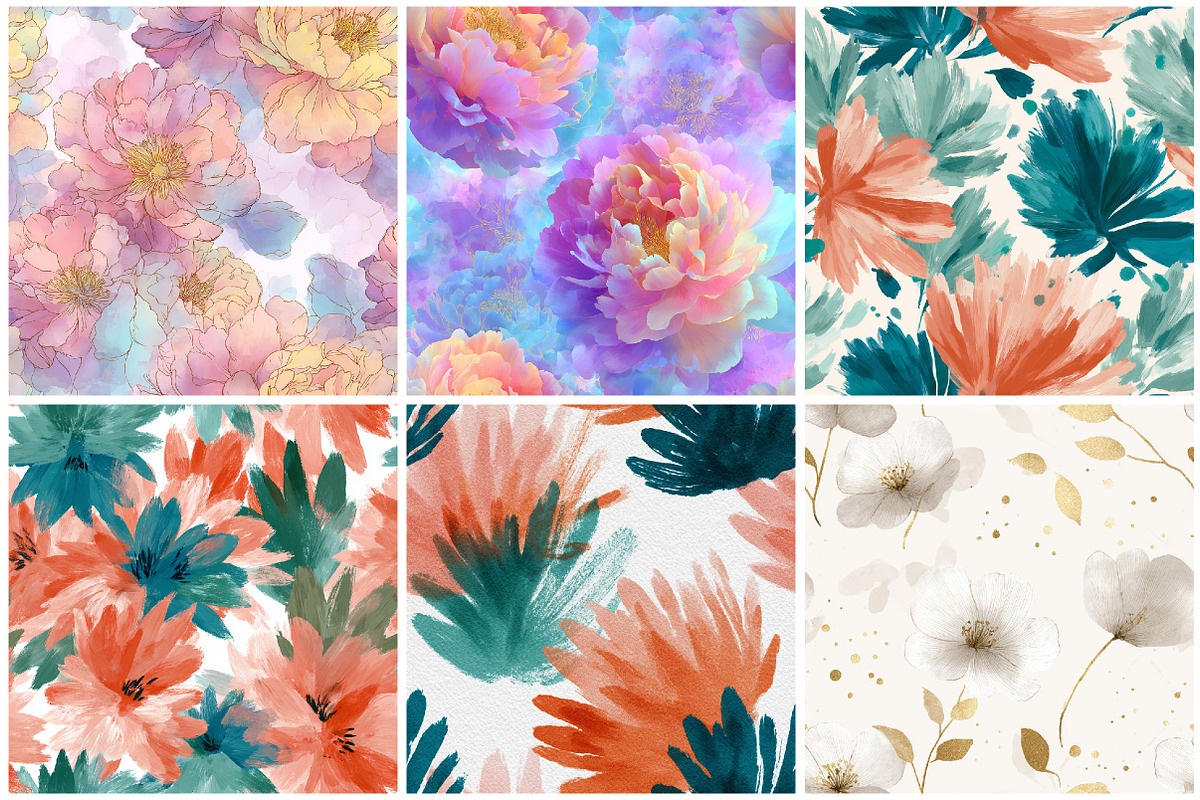 Abstract Floral Digital Paper, a Pattern Graphic by CitraGraphics (Photo 4 of 5)