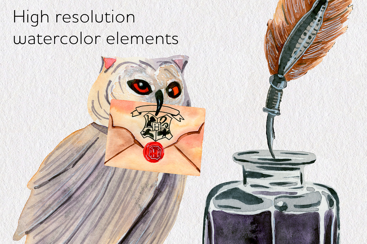 Magic school watercolor clipart, an Education Illustration by AnastasiaWatercolor (Photo 9 of 9)