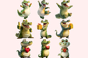 Funny Crocodile Clipart PNG Bundle, a Graphic by M9 Design (Thumbnail 3 of 9)
