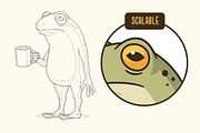 Cute Coffee Frog Vector Illustration, an Animal Illustration by Vector Kitchen by Zoljo (Thumbnail 2 of 3)