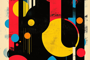 A vibrant abstract composition featuring bold geometric shapes including circle, an Arts & Entertainment Photo by Textures & Backgrounds