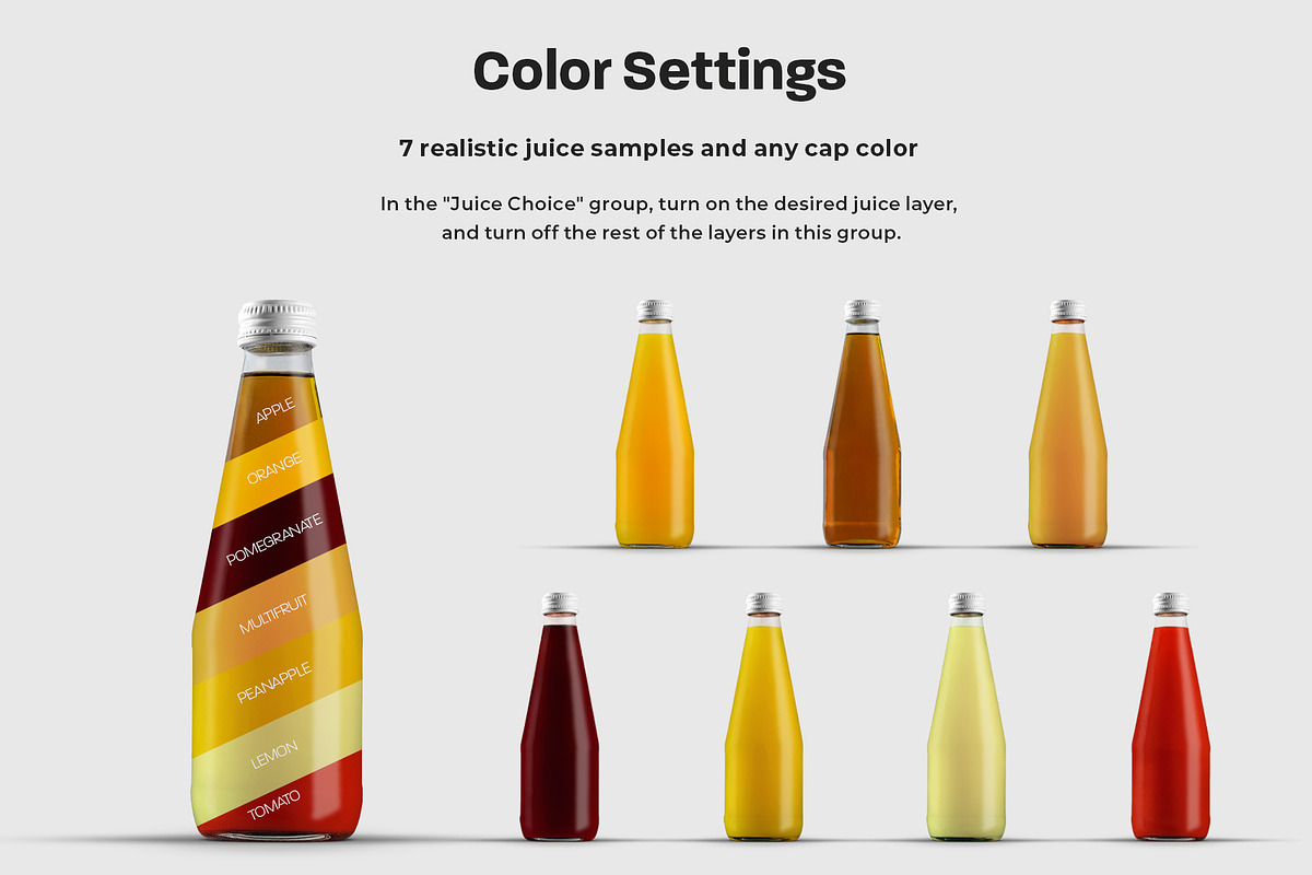 3 Mockup Glass Juice Bottle, a Packaging Mockup by Grow Design Craft Studio (Photo 2 of 7)