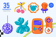 Retro Sparkle Y2K Watercolor, an Object Illustration by CreativeValuation (Thumbnail 2 of 13)