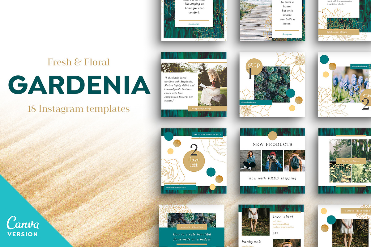 GARDENIA Canva Instagram Templates, a Social Media Template by Vintage To Vectors (Photo 1 of 6)