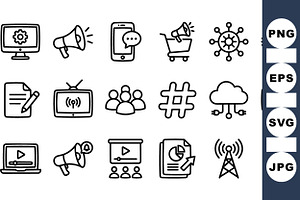 Minimal Technology Icon Set, an Illustration by designvectx
