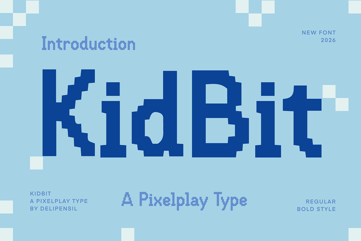 Kidbit - A pixelplay type, a Sans Serif Font by delipensil (Photo 1 of 9)