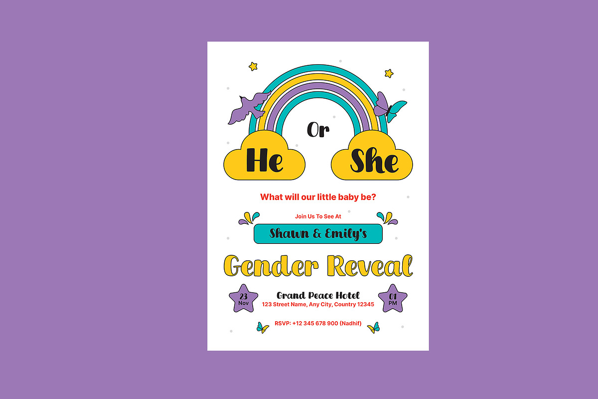 Gender Reveal Invitation Colorful, an Invitation Template by Neermana (Photo 2 of 4)