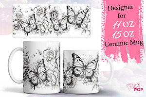 Butterflies design mug 11oz 15oz, a Graphic by TumblerArtDS