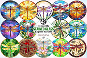 Dragonfly Stained Glass Clipart, an Illustration by Canvas Craft (Thumbnail 1 of 5)