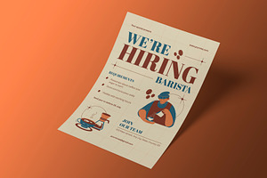 Brown Simple Barista Hiring Flyer