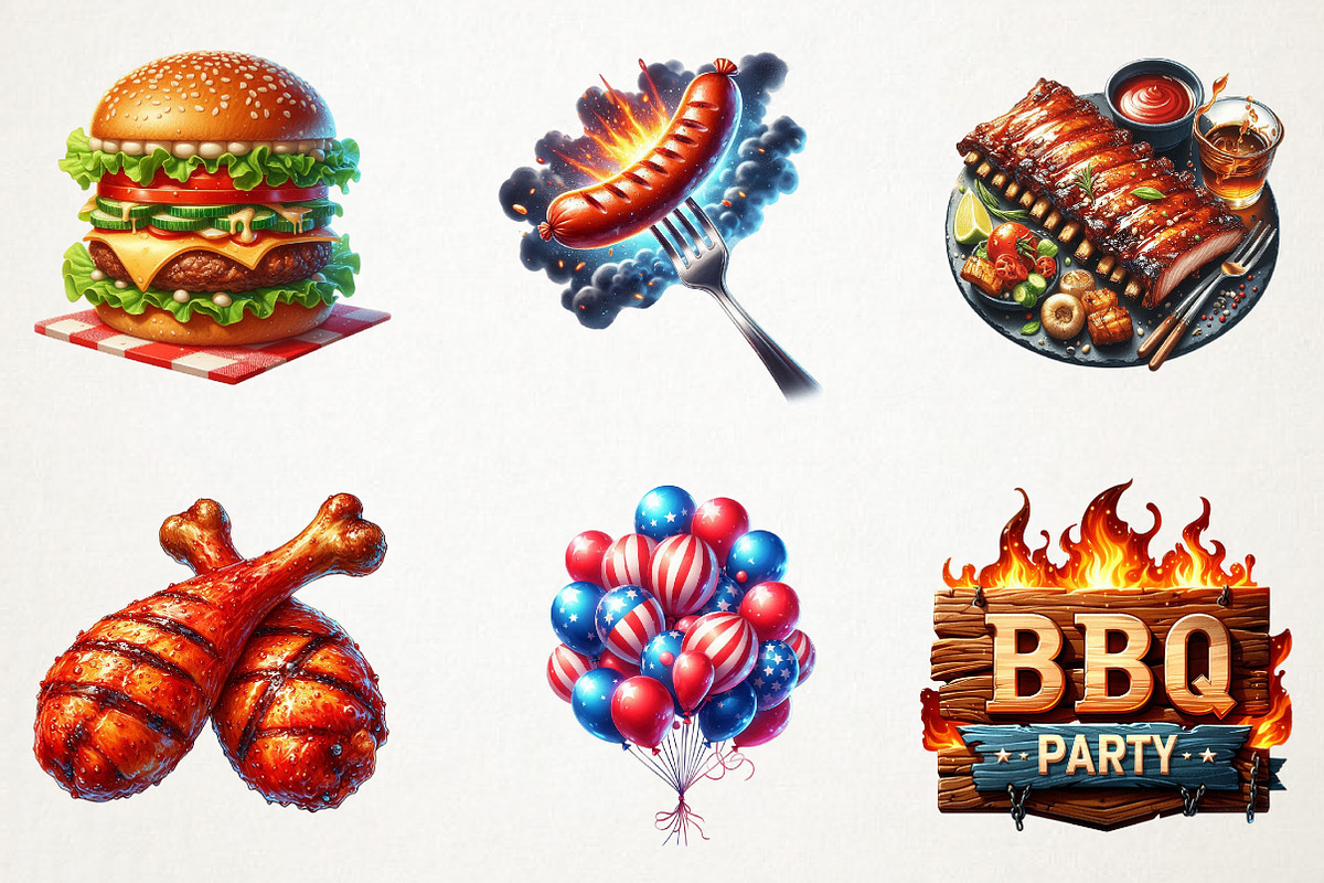Summer BBQ Party Clipart, an Illustration by RobertsArt (Photo 4 of 7)
