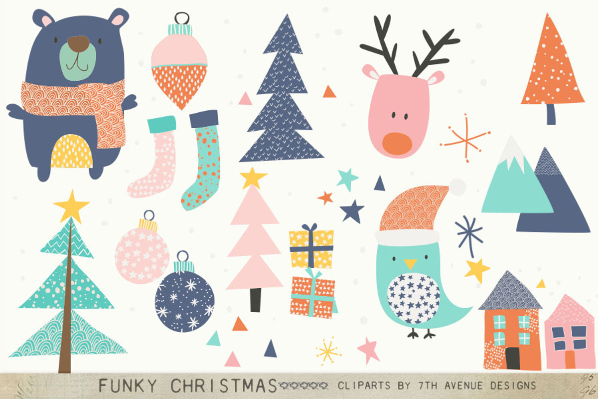 Funky Christmas Cliparts, an Object Graphic by 7th Avenue Designs