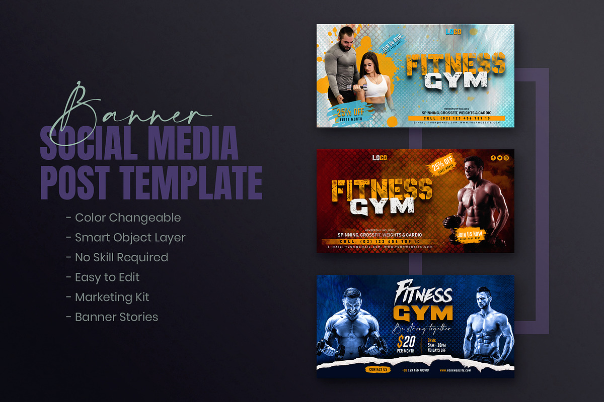 Fitness Gym Social Media Template, a Social Media Template by Creative_View (Photo 8 of 8)