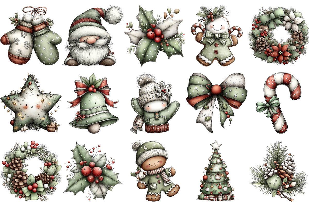 Whimsical Christmas Clipart, an Illustration by Pixels.Craft (Photo 5 of 6)