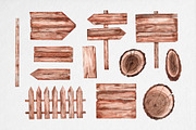 Watercolor Wooden Signs Clipart, a Texture Illustration by MilanaDesignShop (Thumbnail 2 of 4)