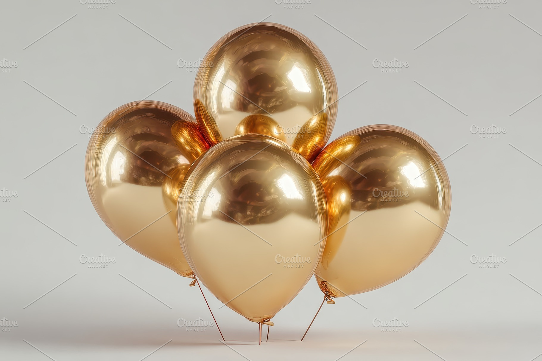 Golden balloons floating on light ba, a Background Photo by Pixeness Studio