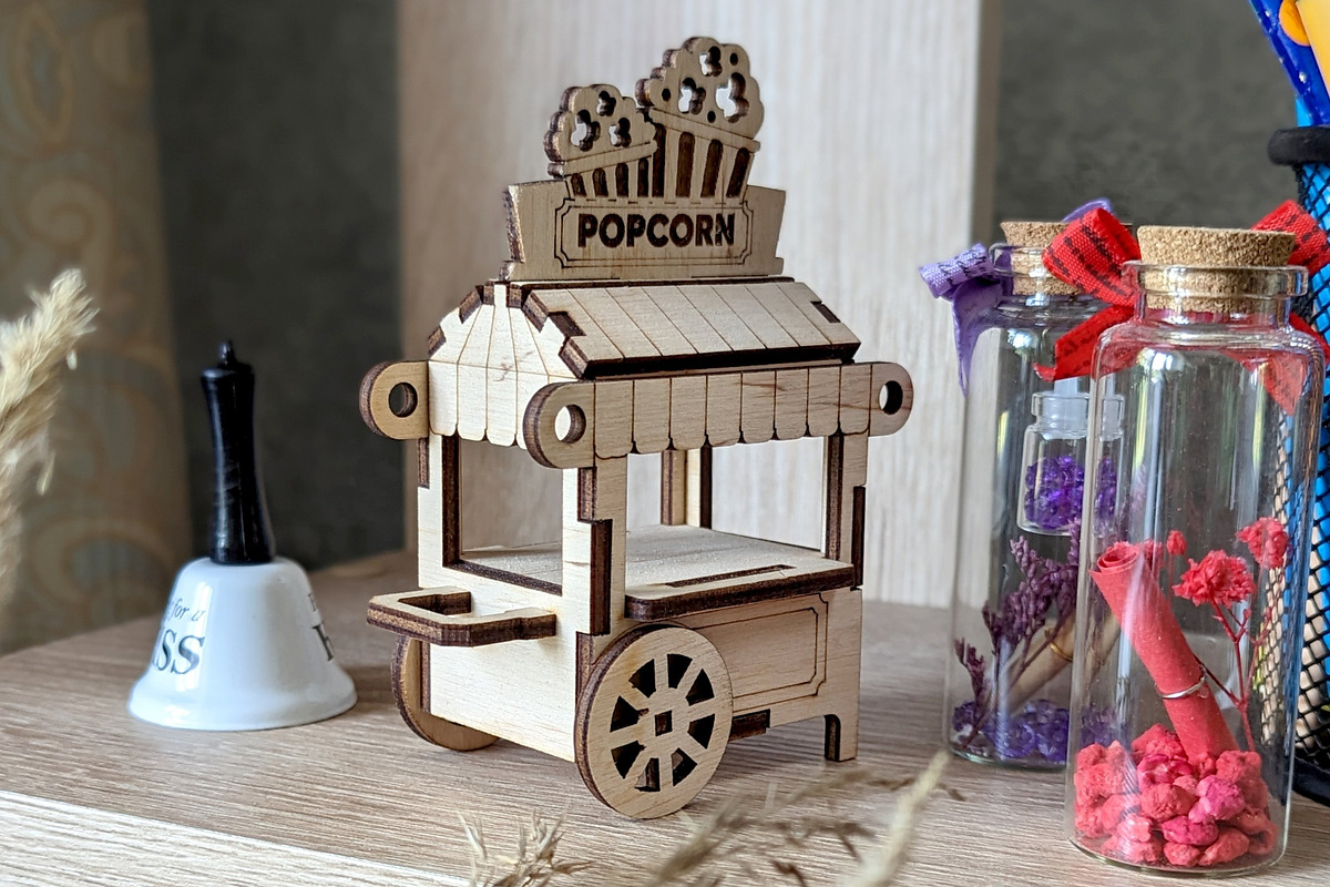Popcorn Cart - Laser Cut File