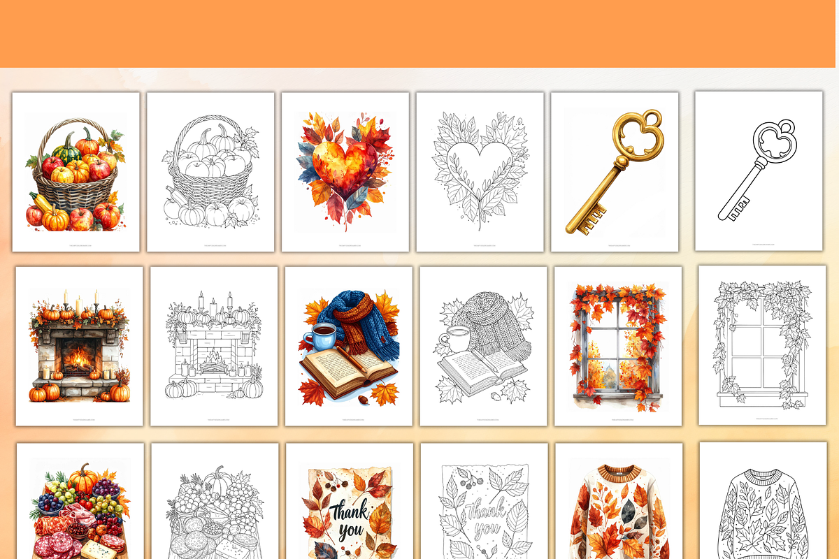 50 Thanksgiving Coloring Pages, an Object Illustration by Daffodil Dream Studio (Photo 3 of 13)
