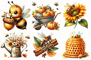 Watercolor Autumn Bee Garden Clipart, an Illustration by OK Design (Thumbnail 2 of 5)