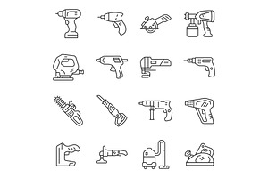 Electric tool line icon set, an Outline Icon by ElineDesign