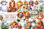 Watercolor Retro Halloween  Clipart, an Illustration by Designworld (Thumbnail 1 of 6)