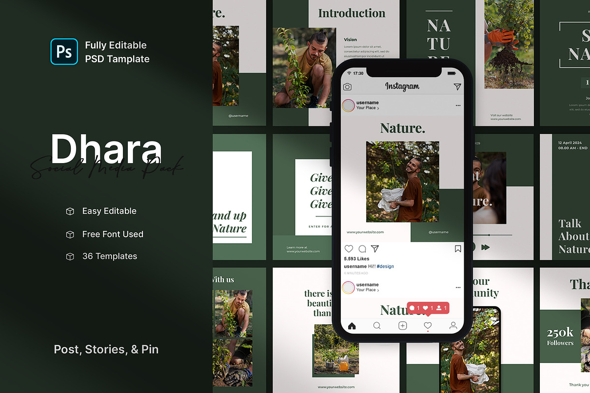 Dhara - Nature Social Media Pack, a Social Media Template by Neetlabs Studio (Photo 1 of 5)