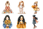 Whimsical Fall Black Hair Girl Clipa, an Illustration by Daily.Designs (Thumbnail 5 of 5)