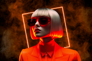 Orange Neon Squares Effect