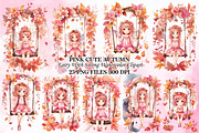 Pink Cute Autumn Fairy with Swing, a Seasonal Illustration by Craft Nest (Thumbnail 1 of 5)