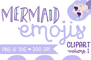 MERMAID EMOJIS CLIPART - SVG and PNG, a Graphic by Millie Paper Co. (Thumbnail 1 of 4)